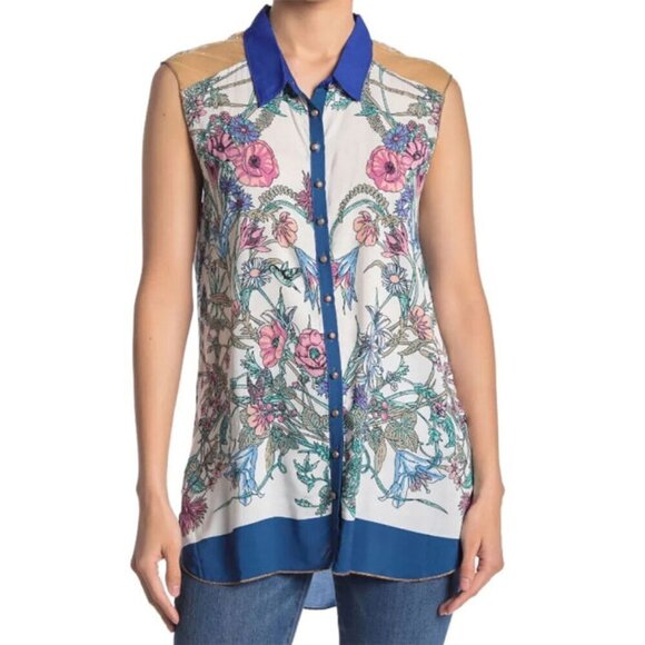 Aratta Silent Journey My Turn To Fly Tunic Top Size XS Embroidered Sleeveless - Picture 1 of 12